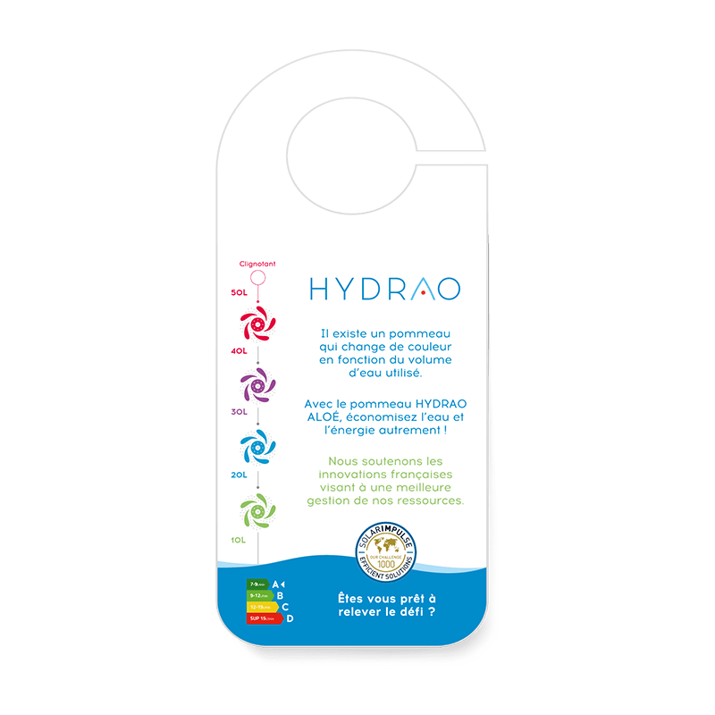 HYDRAO Aloe - pommeau de douche écologique, économique et connecté pour réduire sa consommation d'eau et d'énergie